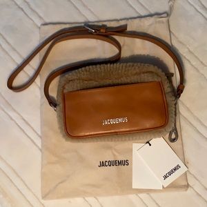 Womens Bags Crossbody bags and purses Jacquemus Le Baneto Suede Cross-body Bag in Dark Beige Natural